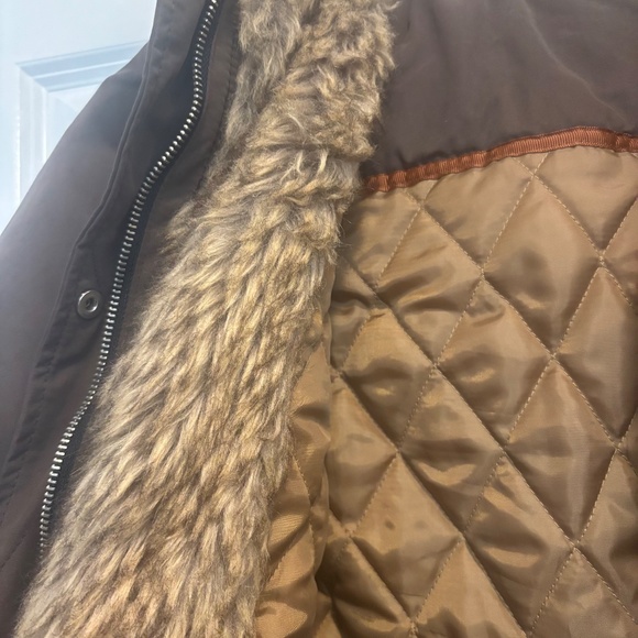H&M Divided Brown Quilted Puffer with Faux Fur Lining - Picture 6 of 7